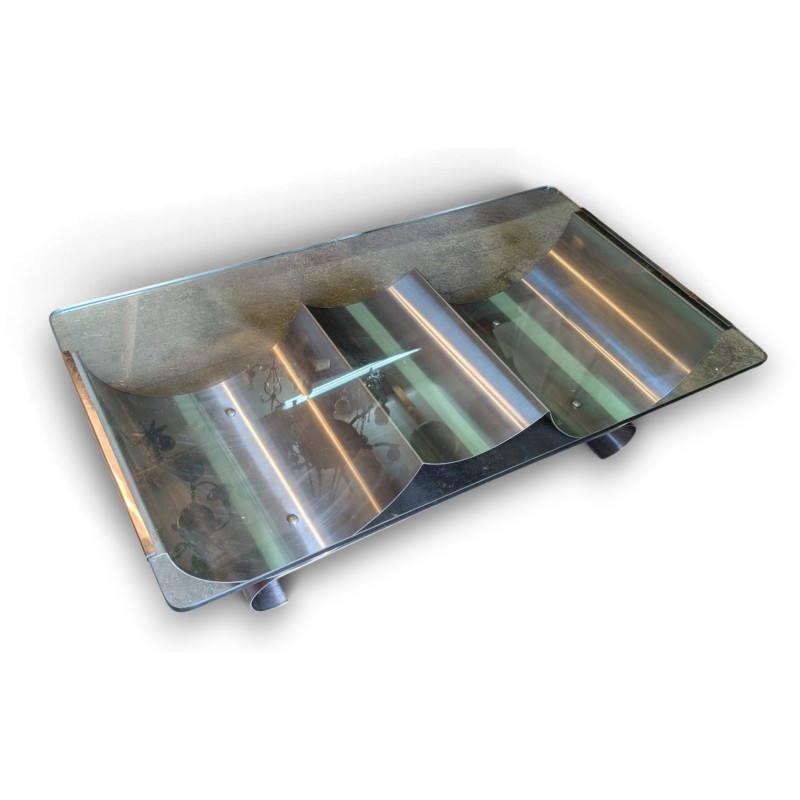 Table basse en métal et verre par François MONNET