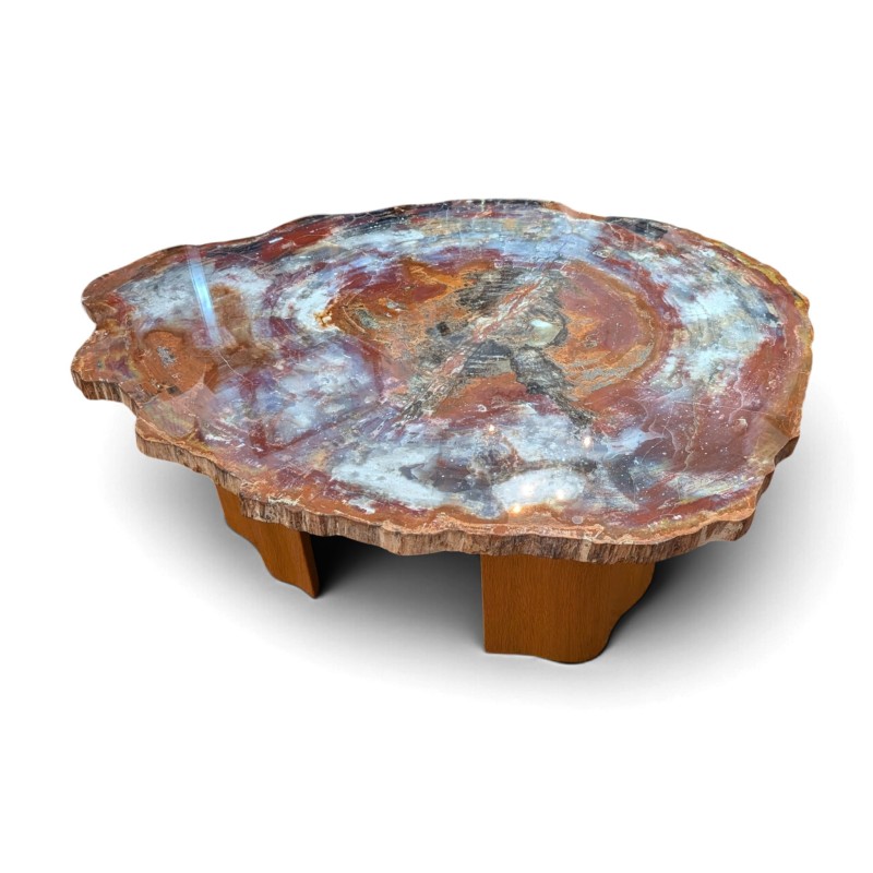 Table basse plateau en bois pétrifié