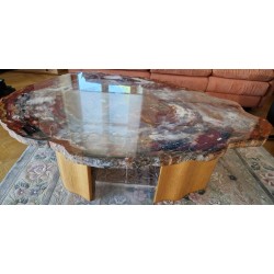 Table basse plateau en bois pétrifié