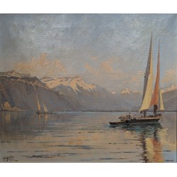 Tableau "Lac Léman" signé A. PONCI