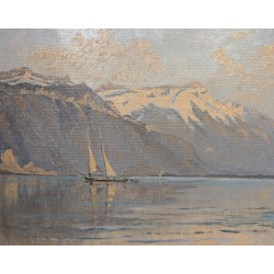 Tableau "Lac Léman" signé A. PONCI