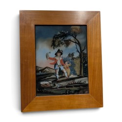 Peinture sous verre "Scène pastorale"