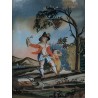Peinture sous verre "Scène pastorale"