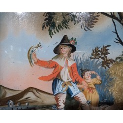 Peinture sous verre "Scène pastorale"