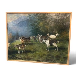 Tableau "Chèvres" signé