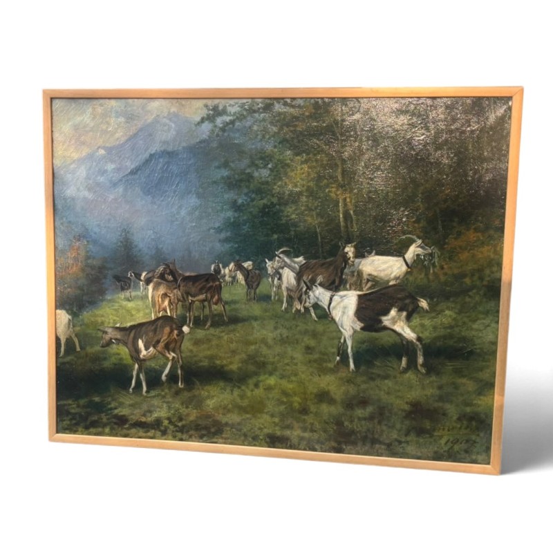 Tableau "Chèvres" signé