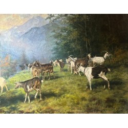 Tableau "Chèvres" signé