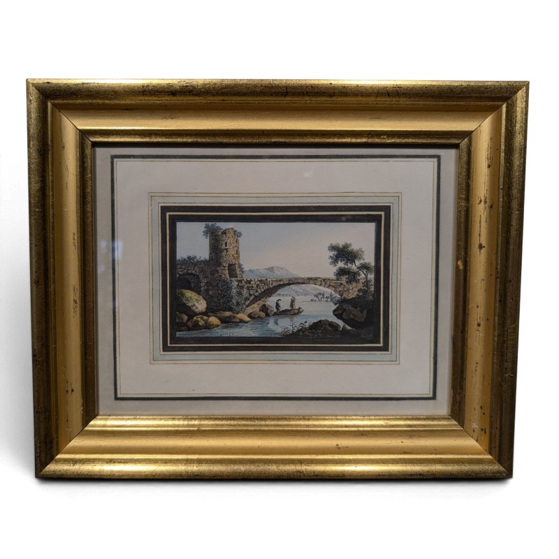 Gravure aquarellée "Saint-Gingolph" par HACKERT