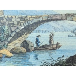 Gravure aquarellée "Saint-Gingolph" par HACKERT