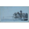 Gravure aquarellée "Chillon" par RIETER