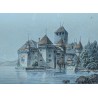 Gravure aquarellée "Chillon" par RIETER