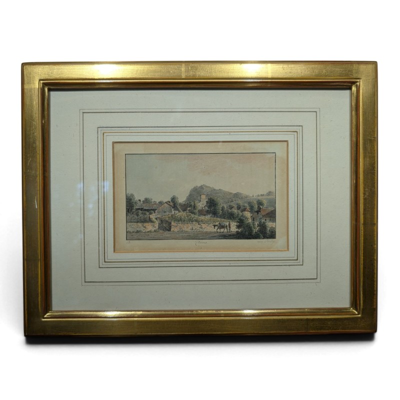 Gravure aquarellée "Clarens" par RIETER
