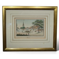 Gravure aquarellée "Rances" par WEIBEL