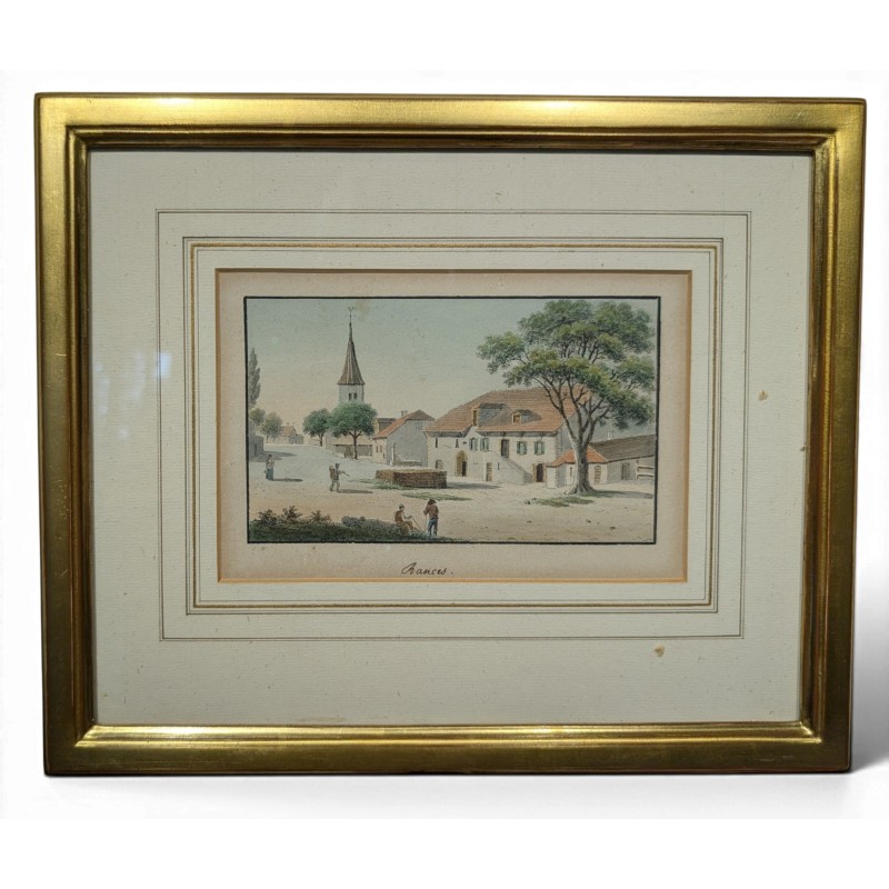 Gravure aquarellée "Rances" par WEIBEL