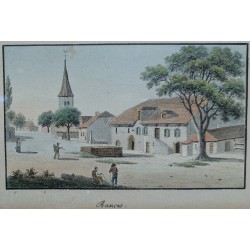 Gravure aquarellée "Rances" par WEIBEL