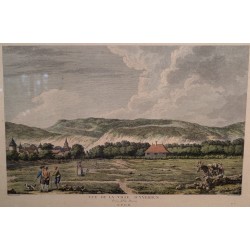 Gravure aquarellée "Yverdon" par LE BARBIER