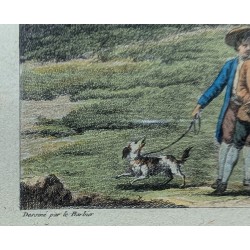 Gravure aquarellée "Yverdon" par LE BARBIER