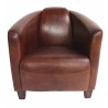 Fauteuil Club, modèle Silverstone, en cuir brun