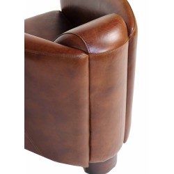 Fauteuil Club, modèle Silverstone, en cuir brun