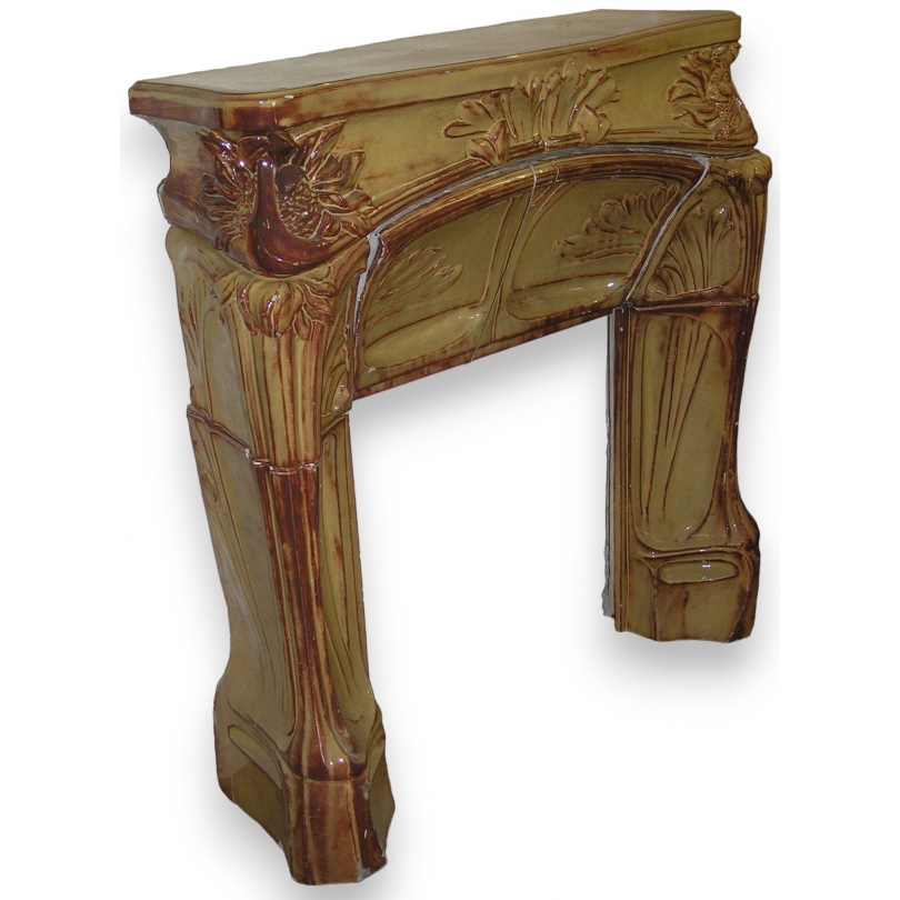 Yellow Art Nouveau fireplace at  Moinat SA  - Antiques and home décor