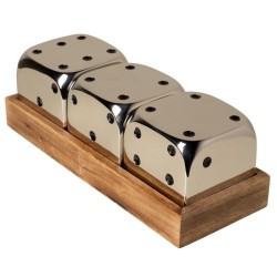 Lot de 3 grands dés décoratifs en aluminium