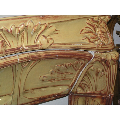Yellow Art Nouveau fireplace at  Moinat SA  - Antiques and home décor