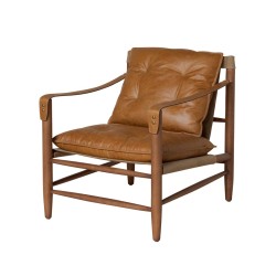 Fauteuil Brooklyn en cuir brun