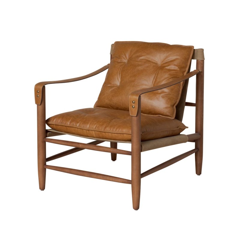 Fauteuil Brooklyn en cuir brun