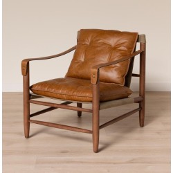 Fauteuil Brooklyn en cuir brun