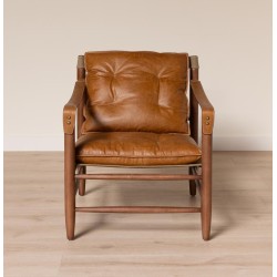 Fauteuil Brooklyn en cuir brun