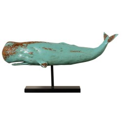 Baleine en résine sur une base en métal noir