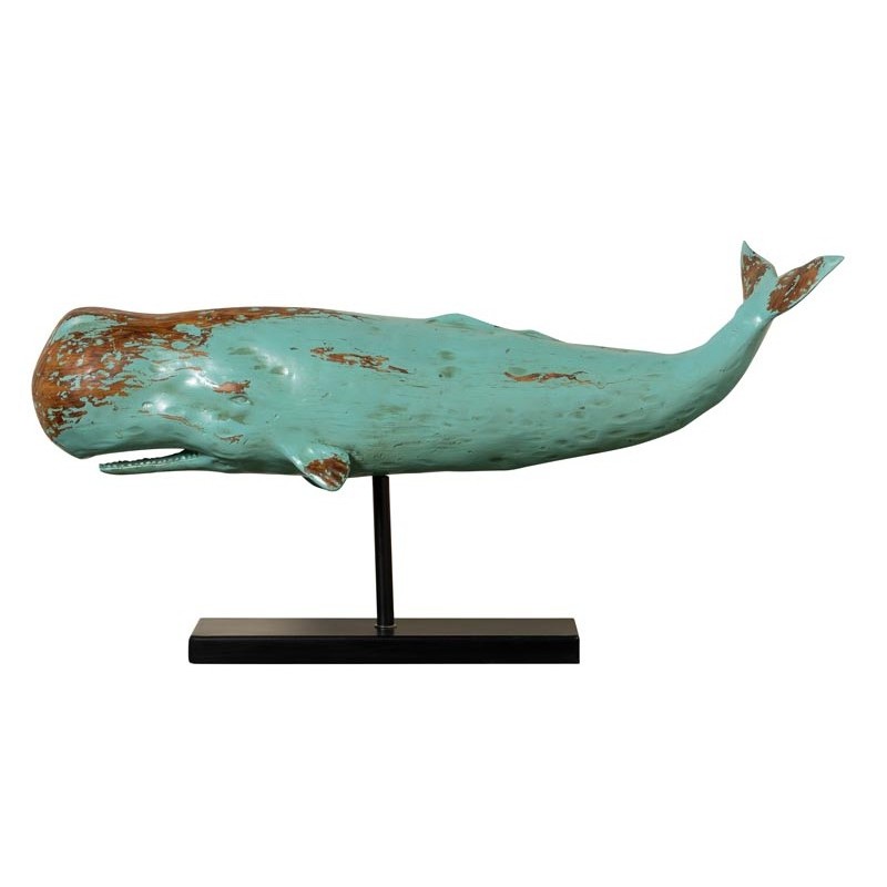 Baleine en résine sur une base en métal noir