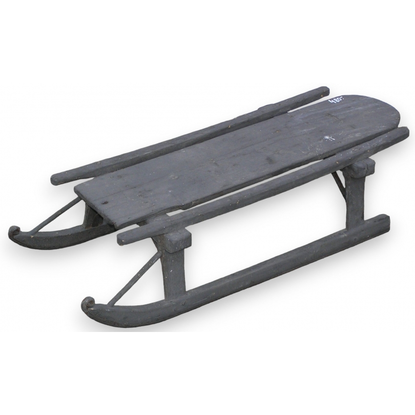 Luge en bois peinte en gris