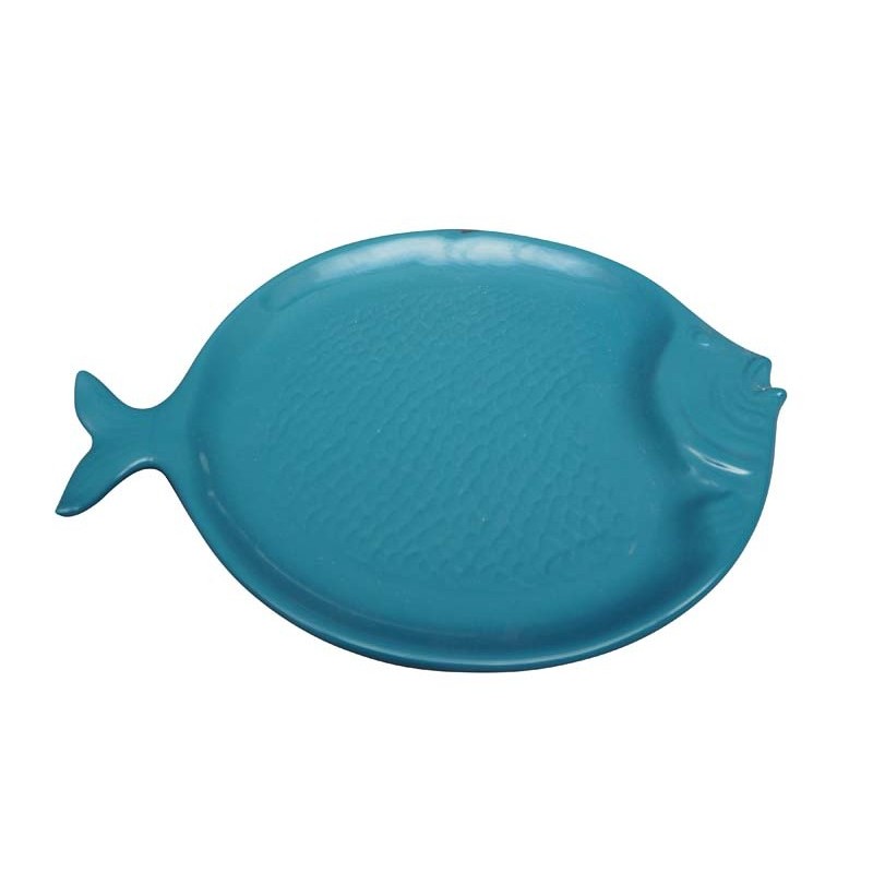 Assiette ronde poisson azur Atlantide