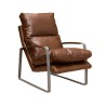 Fauteuil Homy en métal et cuir brun