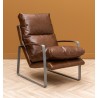 Fauteuil Homy en métal et cuir brun