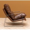Fauteuil Homy en métal et cuir brun