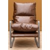 Fauteuil Homy en métal et cuir brun
