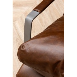 Fauteuil Homy en métal et cuir brun