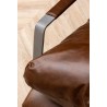 Fauteuil Homy en métal et cuir brun