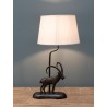 Lampe Bouquetin en laiton et abat-jour en lin