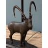 Lampe Bouquetin en laiton et abat-jour en lin