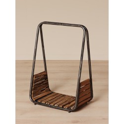 Porte-bûches Cheyenne en métal et bois recyclé