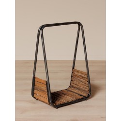 Porte-bûches Cheyenne en métal et bois recyclé