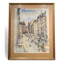 Aquarelle "Coutance" signée FERRERO