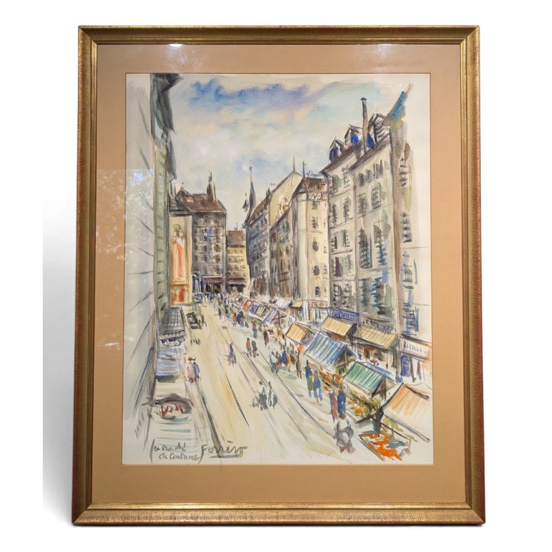 Aquarelle "Coutance" signée FERRERO