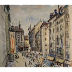 Aquarelle "Coutance" signée FERRERO
