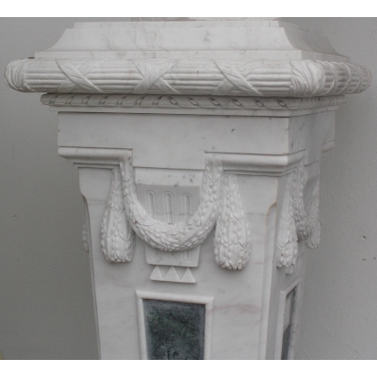  Paire de colonnes en marbre blanc et sur  Moinat SA  - Antiquités décoration