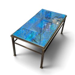Table basse avec plateau en cuivre émaillé