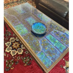 Table basse avec plateau en cuivre émaillé